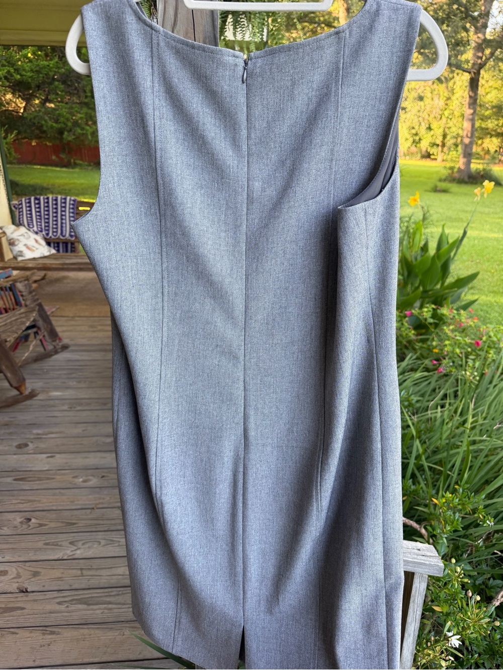 Kasper Silver-Gray V-Neck Midi Sheath Dress - Picture 4 of 7